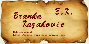 Branka Kazaković vizit kartica